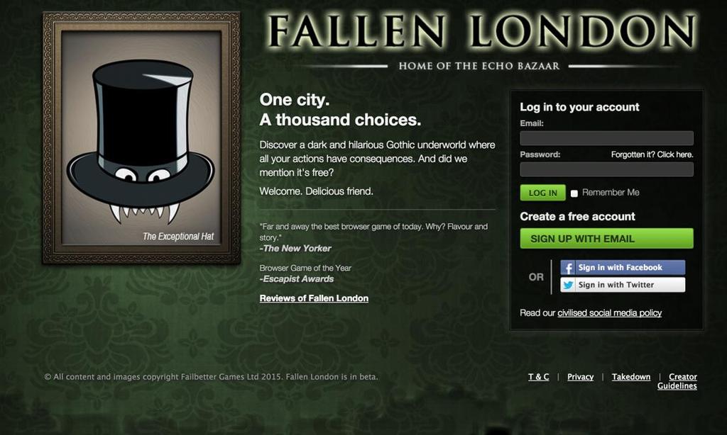 Forced Conflict of Interest Fallen London Tracks the player s affiliation with a range of different groups in the setting of Fallen London.