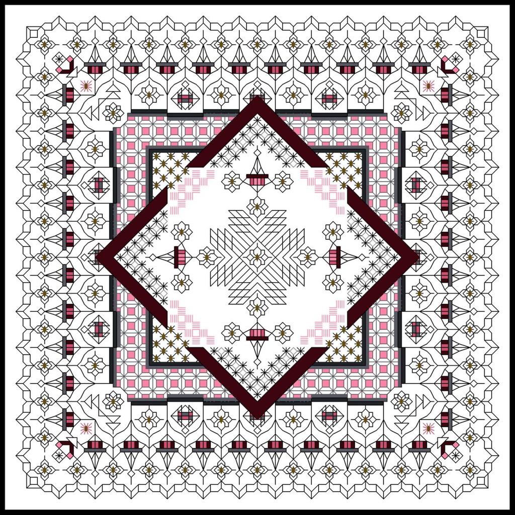 CH0220 Red Thai Mandala Blackwork Journey Blog - April 2011 Red Thai Mandala was published by "The Gift of Stitching" in March, 2011 and is one of my