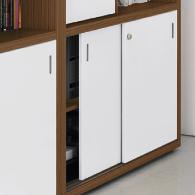 Cupboard H. 11.4 cm : 1 melamine shelf in a wood finish, 19 mm thick and 1 melamine shelf in a wood finish 8 mm thick.