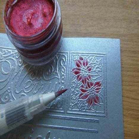 if you want cut another poinsettia out and cut it out using the inner embossed line as a guide. Step 5.