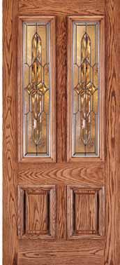 A110J Door and Sidelight Glass, J Glass (Clear Beveled, Glue Chip), Brass Caming A110Q Door Glass, Q Glass: (Clear Beveled), Reed, Rain (Cotswald)), Brass Caming A110 Oak Woodgrain Door and
