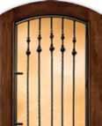 Dark Patina A5037 Mahogany Woodgrain Door, Caramel Finish, Clear IG Glass with Cathedral Grille in Dark Patina A1260