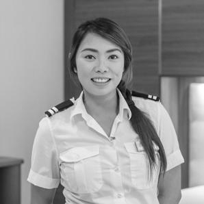 After 2 years she quit her job to pursue her dream career and began working as a housekeeping stewardess on passenger RoRo ships.