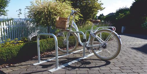 10 Bicycle lean-on rack consists of three lean-on hoops 38.