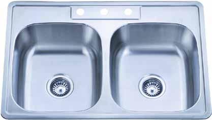 Economy Sinks 801L-2 (larger bowl on left) - 18 Gauge 801R-2 (larger bowl on right) - 18 Gauge Stainless Steel Undermount Kitchen Sink with Two Unequal Bowls. 304 SS with Satin. Insulated Bottom.