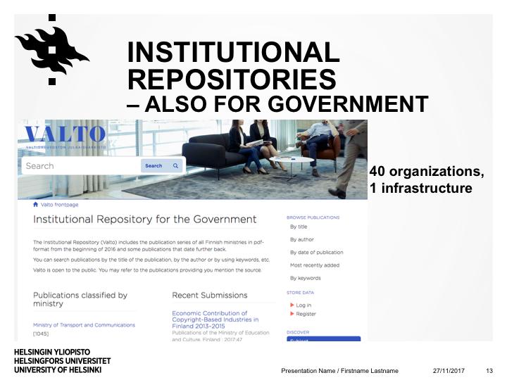 Institutional repositories (IR) are one of the infrastructures that enable Open Access.