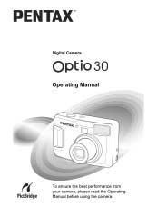 Checking Package Contents Camera Optio 30 Strap O-ST18 ( ) Software (CD-ROM) S-SW18 USB cable I-USB6 (*) AA Alkaline batteries