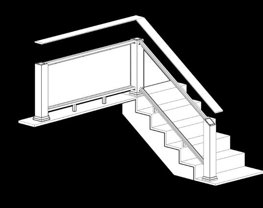 Stairs with Glass Infill 11 INSTALL TOP RAIL Finish railing system installing the Contemporary Top Rail to the top of