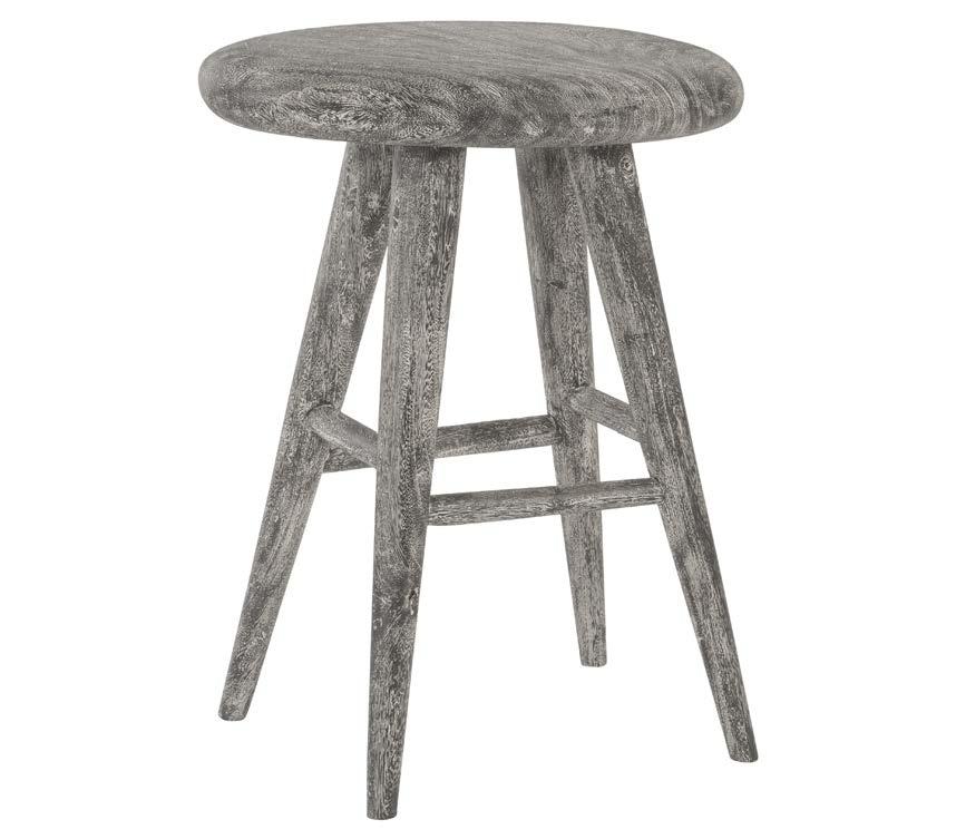 CHAMCHA WOOD OVAL COUNTER STOOL, GREY STONE Made from reclaimed