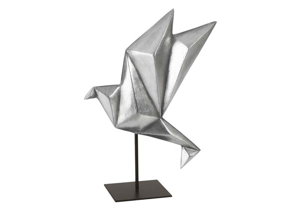 ORIGAMI BIRD TABLE TOP SCULPTURE, SILVER Part of the Harold