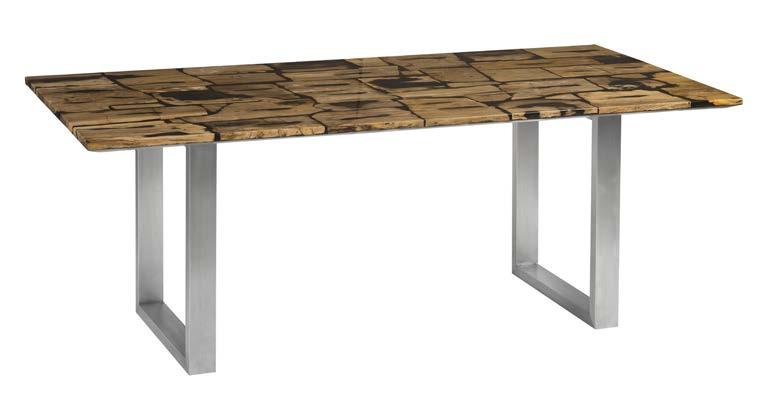 PETRIFIED MOSAIC DINING TABLE, LIGHT BROWN AND DARK BROWN Made from thin slices of