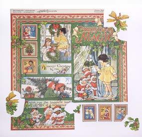 12. Cut two 2¾ x 8¼ and two 6 x 2¾ pieces from the B-side of Santa s Little Helpers and