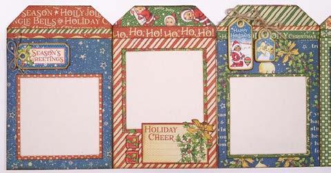 Cut a 4 x 5 16 green holly border from Gifting Gala, a 3¼ x 3¼ (B-side) Merry Memories, and a 3 x 3 ivory cardstock mat. Adhere each piece.