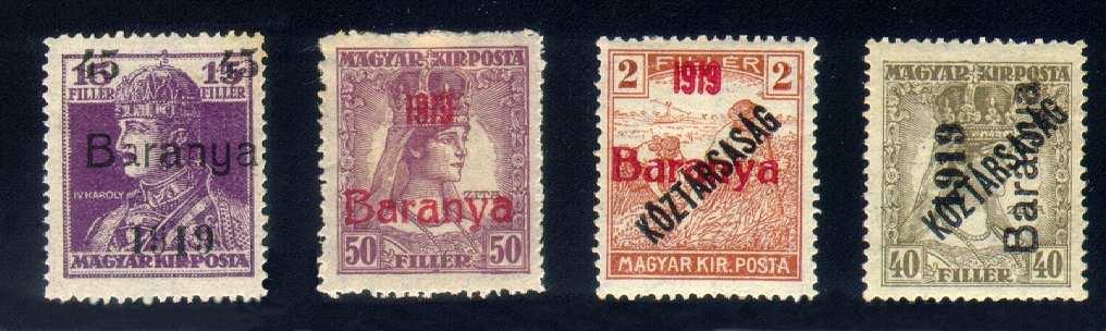 20 fillér, brown King Károly, red overprint 40.