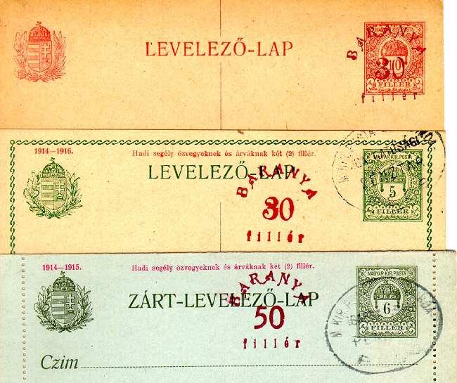 Hungarian postal stationery overprinted by occupation authorities was uprated with additional stamps for use to foreign destinations.