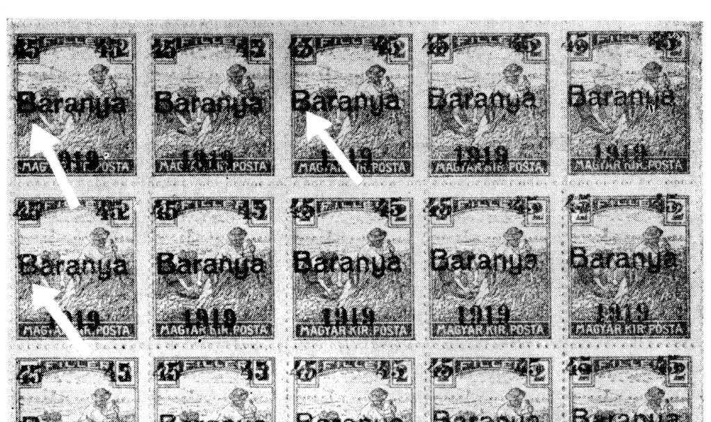 The Location of the Seven Errors on a Quarter Sheet. Another, not so significant overprint difference can be found in another type, which we also present.