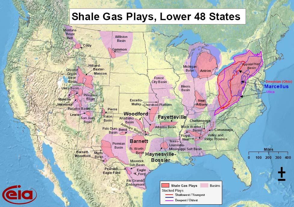 US SHALE OIL & GAS PLAYS Oil and Gas Resource Plays, USA Bakken Niobrara Basins Gas
