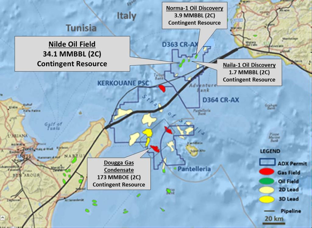 Nilde Oil Redevelopment Project Overview Subject to License ratification by the Italian Licensing Authorities prior to farmin ADX Energy Ltd holds a 100% working interest in the d 363 C.R-.