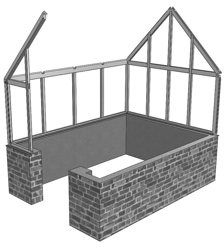 Frame Assembly With help or using props for extra support, position the rear gable on to