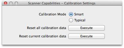 Calibrating Settings Window If your scanner support the Smart Calibration function, when you click the Calibrate Scanner button, you will see a window appear as below: Calibration Mode Smart When you