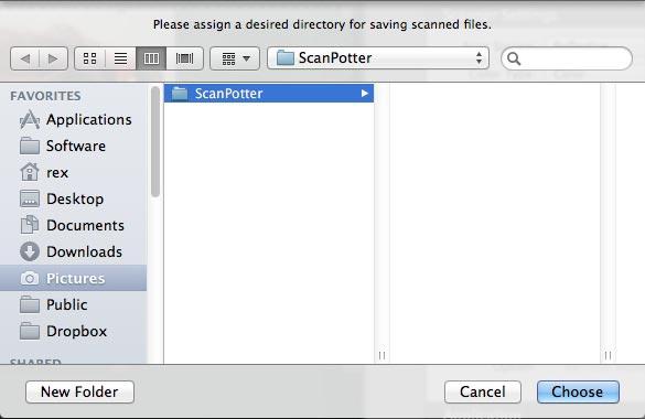 By default, the software has picked up the user's Documents/ScanPotter folder to save all your scanned materials. To reassign a new location, simply click the Location button.
