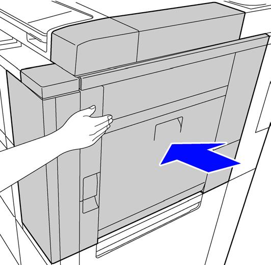 5. Close the right side cover. 5) After replacing the paper guide with the fuser belt refresh tool, tap the [Next] key.