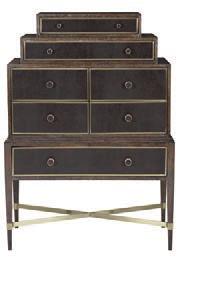 Ash solids and quartered white oak veneers. Seven drawers. Adjustable glides. Anti-tip kit. Arabica finish. page 18 377-118 STACKED CHEST W 40 D 20 H 56 in. W 101.60 D 50.80 H 142.24 cm.