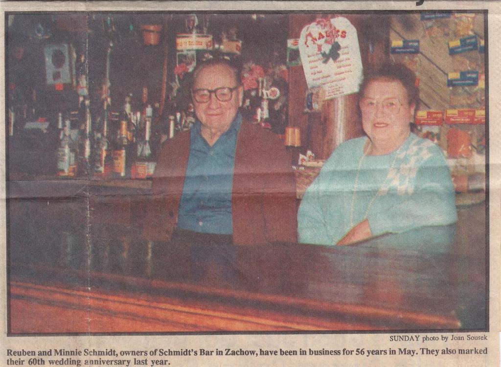 Headline in Sunday addition of Shawano Evening Leader Couple operates Zachow bar for over halfcentury Courtesy of
