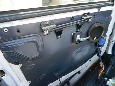 STEP 8: Remove the interior door trim panel. STEP 9: Remove the water vapor barrier.