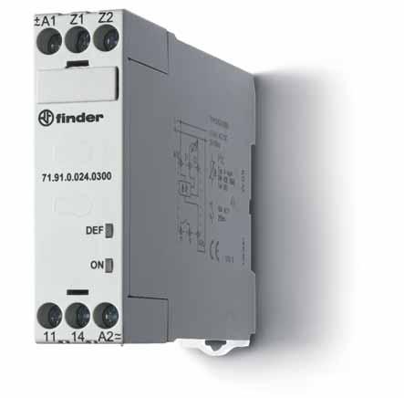 Features 71.91.x.xxx.0300 71.92.x.xxx.0001 Thermistor temperature sensing relays for industrial applications 71.91-1 Pole, without fault memory 71.