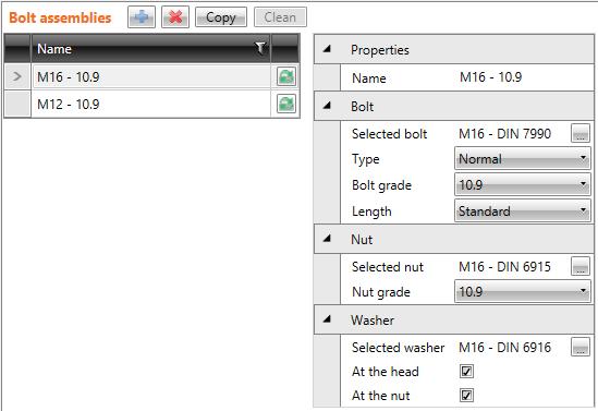 IDEA Connections user guide 139 7.3 Bolt assemblies Click navigator command Materials > Bolts to display and edit properties of bolts and anchors assemblies in project.
