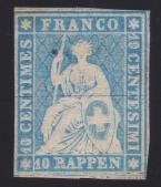 Thailand 1294 1295 1294 * #26 1855 10r milky blue Helvetia, mint with large part original gum which is