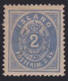 Iceland 1254 1255 1256 1254 * #1 1873 2s ultra Numeral, mint hinged.