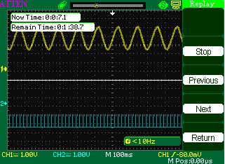UTILITY System (cont d) Waveform recalling function menu Option Stop Previous Next Return Description Quit the auto-recalled waveform, the waveform in EMS memory can then be observed by