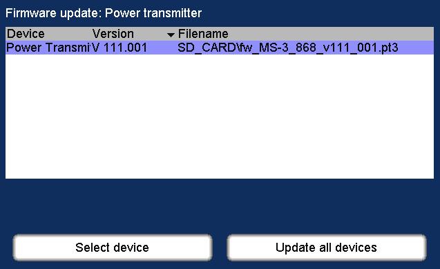 Firmware update 18.2.2 Work step 2: Transfer and run the update-file Proceed as follows: Step Description 1 In the Correlator main menu, tap the button.