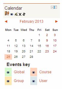 Blocul Calendar afişează următoarele evenimente (Fig.