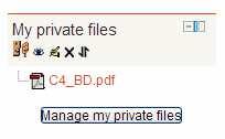 Fig. 100 Blocul Fişiere private Prin apăsarea butonului Manage my private files (Fig. 100) se va afişa fereastra din Fig.
