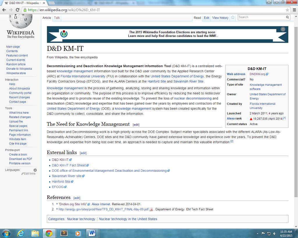 SUPPLEMENTAL ATTACHMENT Contributing to D&D Knowledge Base on Wikipedia FIU is targeting a minimum 4 edits to existing Wikipedia articles or creation of new articles.