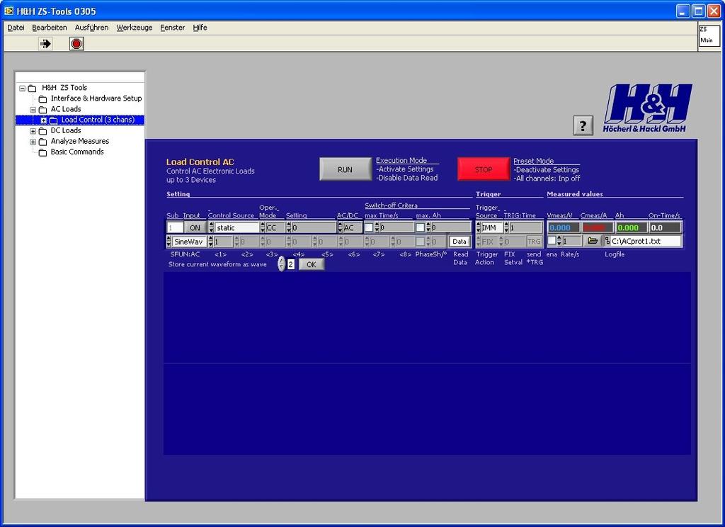 Software Tools A I The following SW tools and drivers are delivered as standard with the interfaces: Load Control Individual devices and multichannel systems can be controlled via the tool.