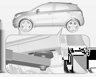 Îngrijirea autovehiculului 199 Poziţia de ridicare pentru platforma de ridicare Roata de rezervă este dotată întotdeauna cu jantă din oţel.
