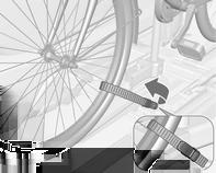 Asiguraţi ambele roţi ale bicicletei în locaşele pentru roţi, utilizând