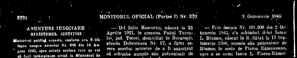 - D-1 Costia Anghel &dived", Itasca la 28 Aprilie 1911, In comuna Gropeni, iud. Brjla, domiciliat, in Braila, etr. Dorobantii-Noi Nr.