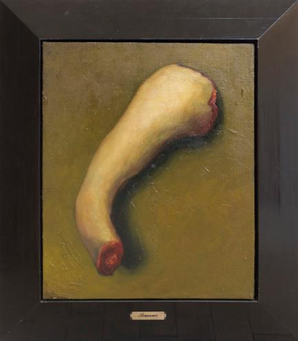 Souvenir, 1987 The painting Souvenir is part of a macabre series of nine paitings, that depict a dismembered body of a woman.