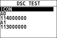 Initiate a DSC test call from the "RECENT CALLS" On the "DSC TEST" page, select "RECENT CALLS". Select an individual contact.