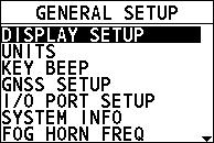 GENERAL SETUP FM-4800 Operator s Manual 10. GENERAL SETUP 10.1 Display Setup This feature allows you to set the backlight and contrast of the screen. 10.1.1 Adjusting the Backlight On the home screen, press the Menu/DSC control to enter the "MAIN MENU" screen.