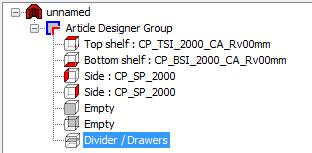 Create shelf 128 8.3.3 Divisions Now you require the inner parts. A linear division performs their definition. 1. For this purpose, mark the entry divider/drawers in the element window first.