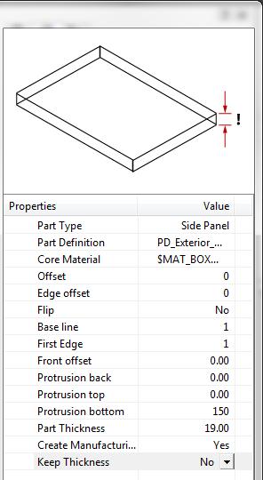 Insert Free Elements 38 After selecting, a window appears in place of the imos Manager for setting the parameter for the vertical panel. Take the settings from the picture below: 1.