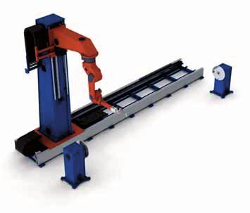 The vertical stroke is directly mounted on the floor or a floor-mounted linear track. High repeatability (± 0.