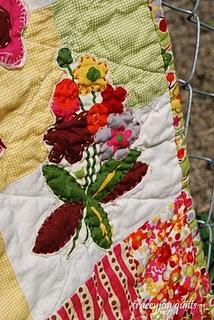 texture and that very hand-made feel, I hand quilted the appliqué pieces using Perle