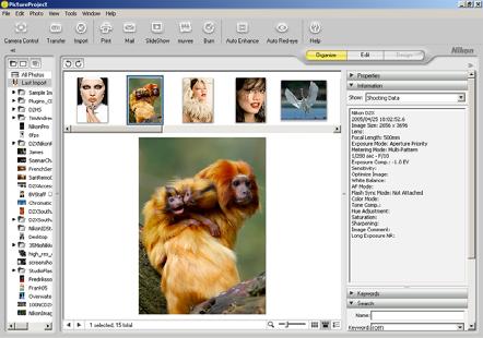 Software - Picture Project PictureProject (included) Fast, intuitive for the novice user NEF (RAW) and JPEG file format versatility Transfer, Organize, Edit images Print, Mail, or Burn to CD Create